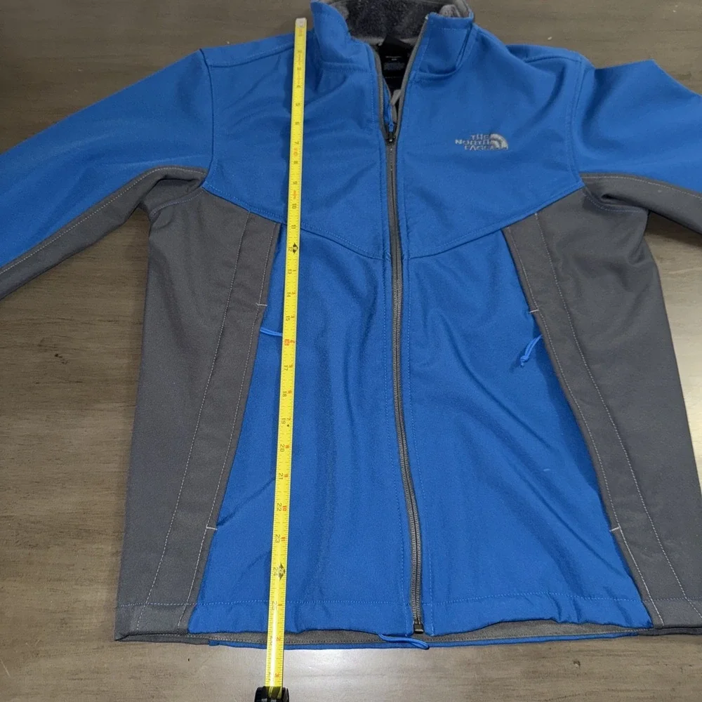 North Face Jacket Mens Small Blue Gray Soft Shell Fleece Lined Full Zip Outdoors